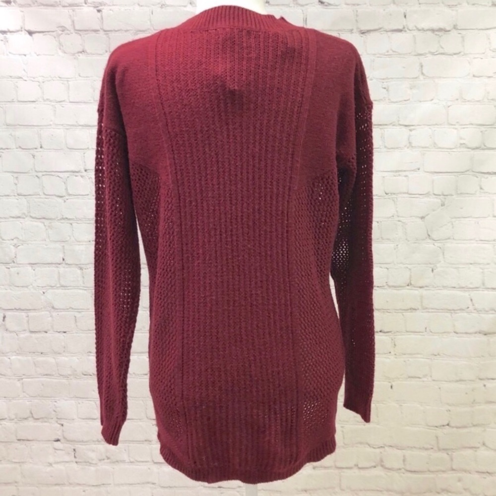 Love Token Women’s Skylar Knit Sweater Burgundy Size Large Long Sleeve Crewneck - Picture 3 of 6
